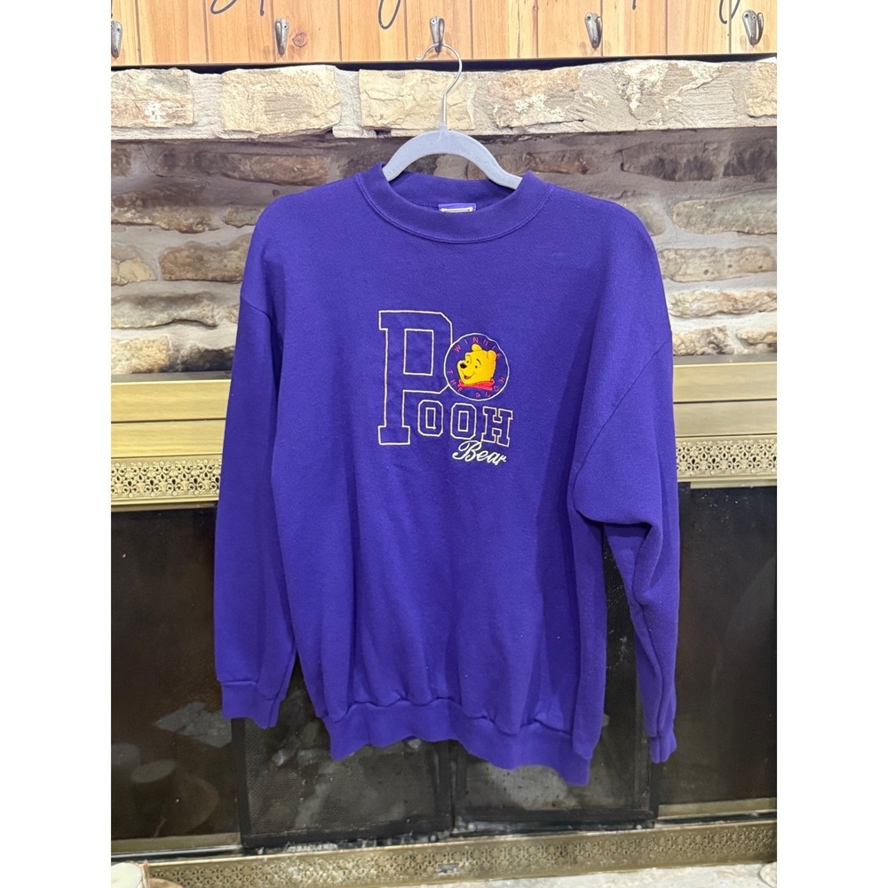 Vintage Retro Disney Purple Pooh Bear Pullover Sweatshirt